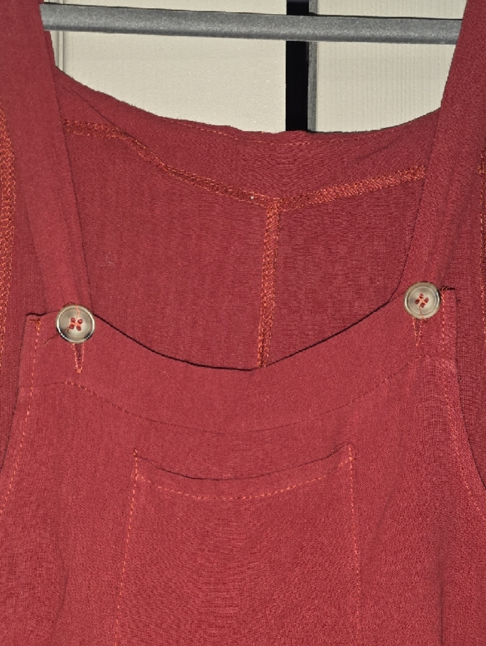 Women's Rose Red Cotton Blend Overalls Jumpsuit - Picture 3 of 7